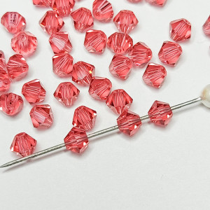 10шт Намистини біконуси 4MM INDIAN PINK PRECIOSA MC BEAD RONDELL