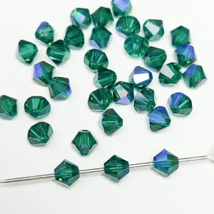 Кришталеві намистини Swarovski 5328, 4мм EMERALD AB, 10 шт