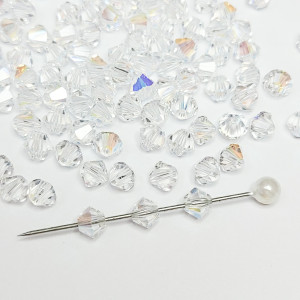 Кришталеві намистини Swarovski біконус 5328, 4мм CRYSTAL SHIMMER, 10 шт