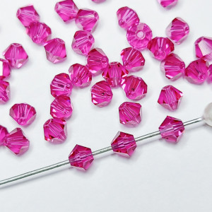 10шт Намистини біконуси 4MM FUCHSIA PRECIOSA MC BEAD RONDELL