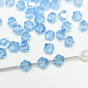 Кришталеві намистини Swarovski біконус 5328, 4мм AQUA, , 10 шт