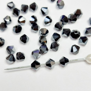 10шт Намистини біконуси 4MM JET HEMATITE PRECIOSA MC BEAD RONDELL
