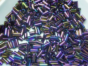 Стеклярус 3мм Miyuki Bugle Bead 5г Колір PURPLE IRIS