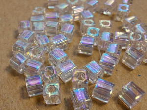 Бісер кубики 4мм 5г Miyuki Square Bead Колір Crystal AB