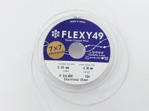 Міцний сталевий ювелірний трос Flexy49 Японія 0,45 мм, Колір перлове срібло, 1 метр