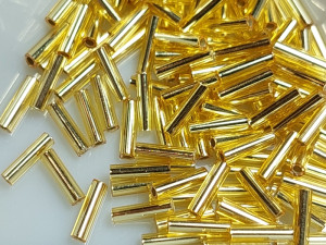 Стеклярус 6мм Miyuki Bugle Bead 5г Колір Silverlined Gold