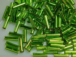 Стеклярус 6мм Miyuki Bugle Bead 5г Колір Silverlined Olive