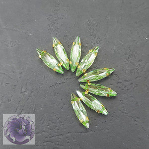Кристал Маркіз 15*4мм у золотій оправі, Колір Peridot