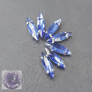 Кристал Маркіз 15*4мм у срібній оправі, Колір Blue