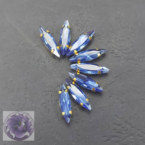 Кристал Маркіз 15*4мм в золотій оправі, Колір Blue