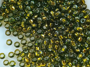 Beads 5g 11-1421 round 11/0 Miyuki Color Dyed Silverlined Golden Olive