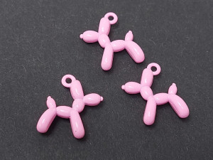 Підвіска для прикрас металева собачка з кульки, розмір 18x14mm, Колір Рожевий