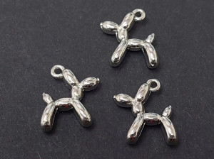 Підвіска для прикрас металева собачка з кульки, розмір 18x14mm, Колір Сталь