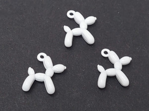 Підвіска для прикрас металева собачка з кульки, розмір 18x14mm, Колір Білий