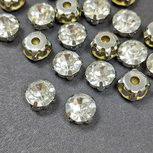 Шатон 8мм колір Crystal оправа серебро