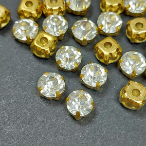 Шатон 8мм колір Crystal оправа золото