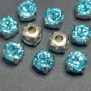 Шатон 6мм, якість К9, Aquamarine, срібло