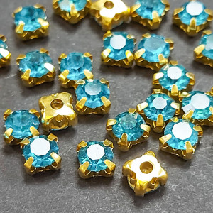 Шатон 5,5мм Aquamarine оправа золото