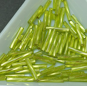 Стеклярус кручений 12mm, срібна середина, колір салатовий, №48