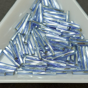 Стеклярус кручений 12mm, срібна середина, колір світло синій, №43