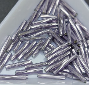 Стеклярус кручений 12mm, срібна середина, колір сіро-фіолетовий, №41