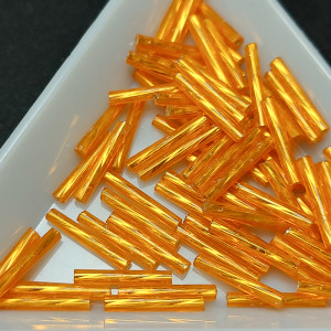 Стеклярус кручений 12mm, срібна середина, колір помаранчевий, №36