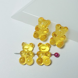 Намистина акриловий мармеладний ведмедик, 17x11mm, колір жовтий