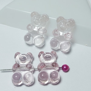 Намистина акриловий мармеладний ведмедик, 17x11mm, колір світло рожевий
