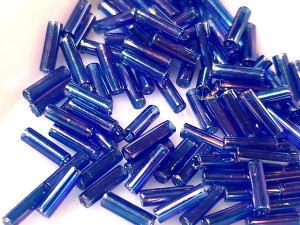 Стеклярус TOHO bugle #2 6мм Transparent-Rainbow Cobalt