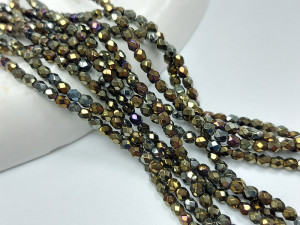 Fire polished 3mm Iris Brown нитка 50 штук