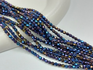 Fire polished 3mm Iris Blue нитка 50 штук