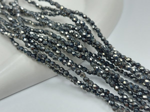 Fire polished 3mm Hematite нитка 50 штук