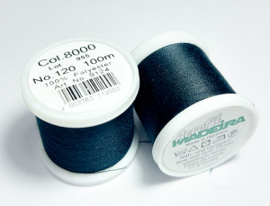 Нитка швейна, для бісеру Madeira, поліестр №120, color 8000 Black