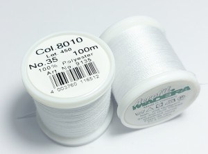Нитка швейна, для бісеру Madeira, поліестр №35, color 8010 White