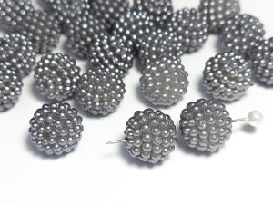 Намистини акрилові Малинки 10 мм, Колір Сірий, 50 шт