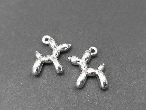 Підвіска для прикрас металева собачка з кульки, розмір 18x14mm, Колір Срібний