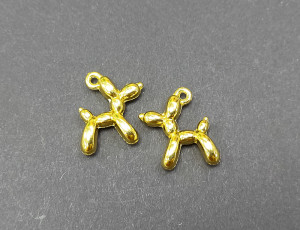 Підвіска для прикрас металева собачка з кульки, розмір 18x14mm, Колір Жовте Золото