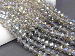 Намистини ронделі скло 6мм, нитка 40-42шт, світло сірий АВ