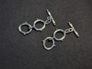 Тогл подвійний овальна рамка 11мм, паличка 17мм, гальванізація 14к, колір сталь