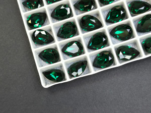 Кристали скло К9 Крапля 14х10мм колір Dark Emerald