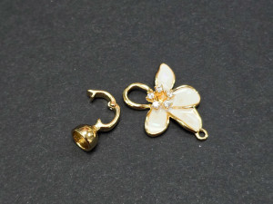 Замок застібка квітка 20*25мм ємаль, гальванізація 14к, Колір 14к золото
