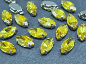 Стрази у срібній оправі 12*6мм Citrine, 5шт