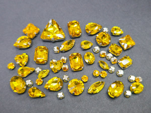 Мікс набір кристалів, оправа срібло, колір Topaz