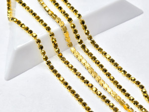 Стразовий ланцюг 2мм основа золота, кристали gold hematite