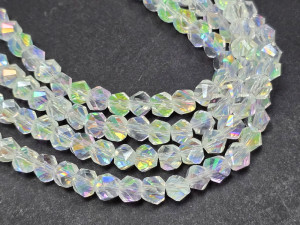 Намистини скло багатогранник, низка біля 96 шт, 5,5*4,5мм, колір Crystal AB