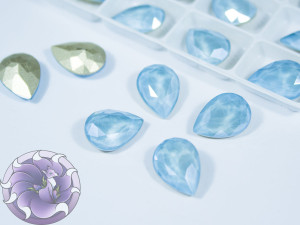 Кристал лаковий 14*10мм крапля колір aquamarine