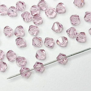 10шт Намистини біконуси 4MM LIGHT AMETHYST PRECIOSA MC BEAD RONDELL