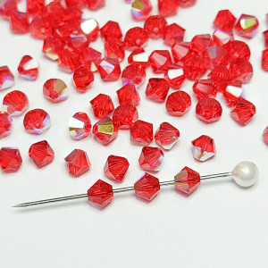 Crystal beads Swarovski 5328, 4mm LIGHT SIAM AB, 10 pcs
