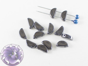 Semi Circle Beads 5x10 mm Jet Hematite