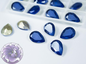 Кристал лаковий 14*10мм крапля колір capri blue